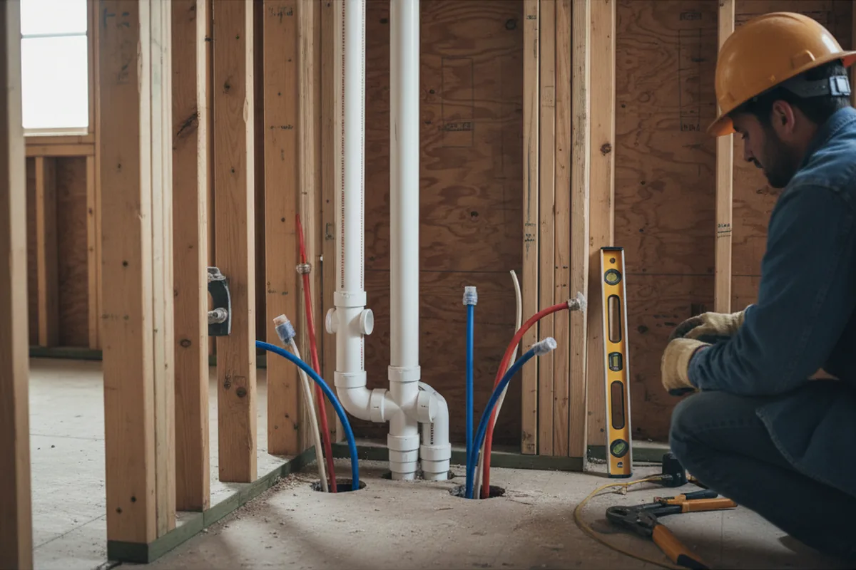 Drain and supply rough-in during Drain Cleaning in Montezuma
